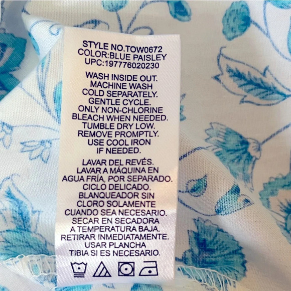 Draper James Womens V Neck Puff Sleeve Top Blouse‎ NWT Size XS Blue Floral Print - Picture 8 of 9